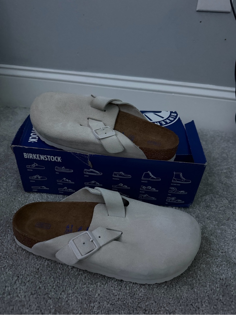 Birkenstock Boston Clog in Light Gray Suede-TW